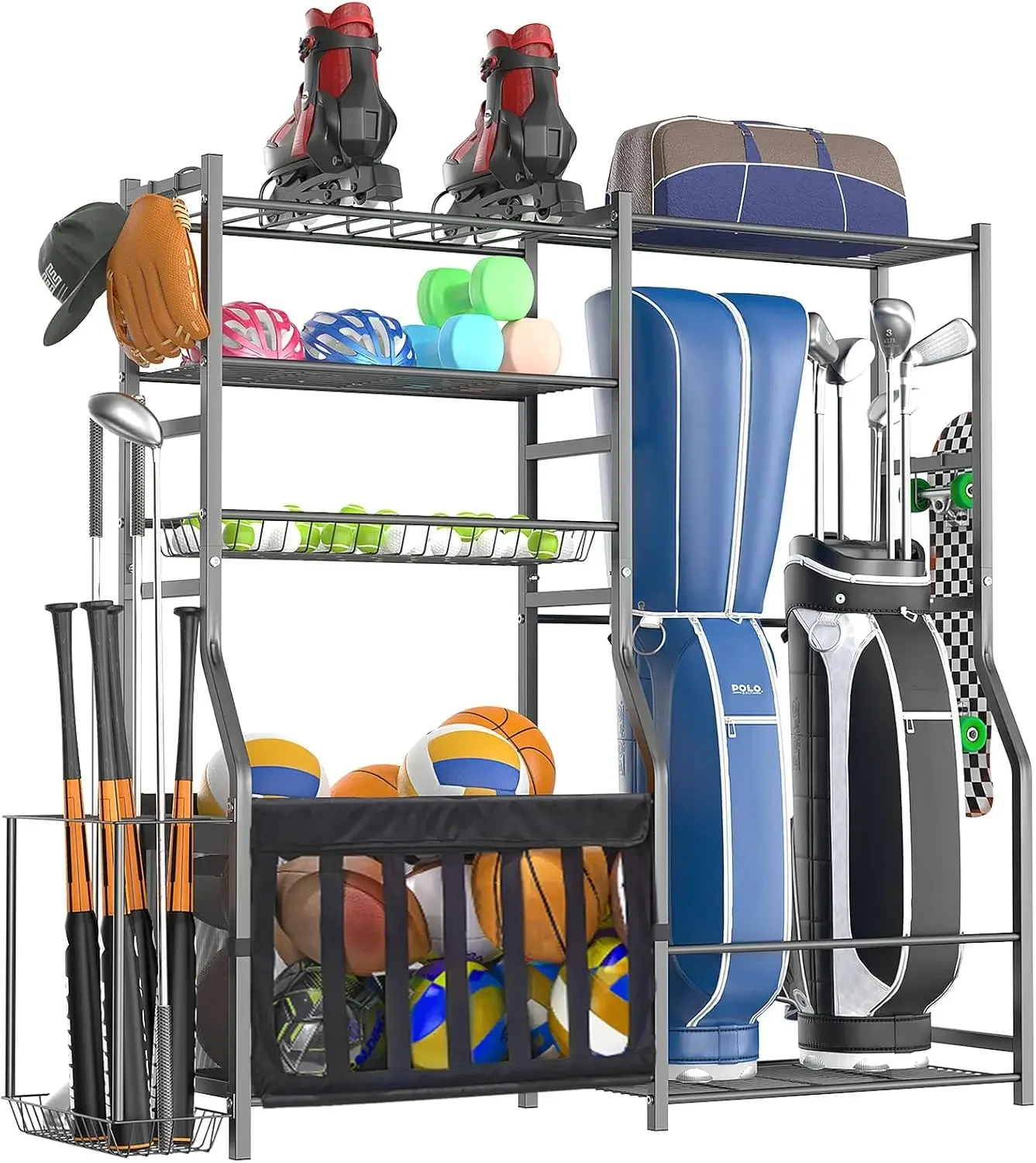 Sports Equipment Bat - Organizer Peralatan Olahraga Garasi Heavy Duty,