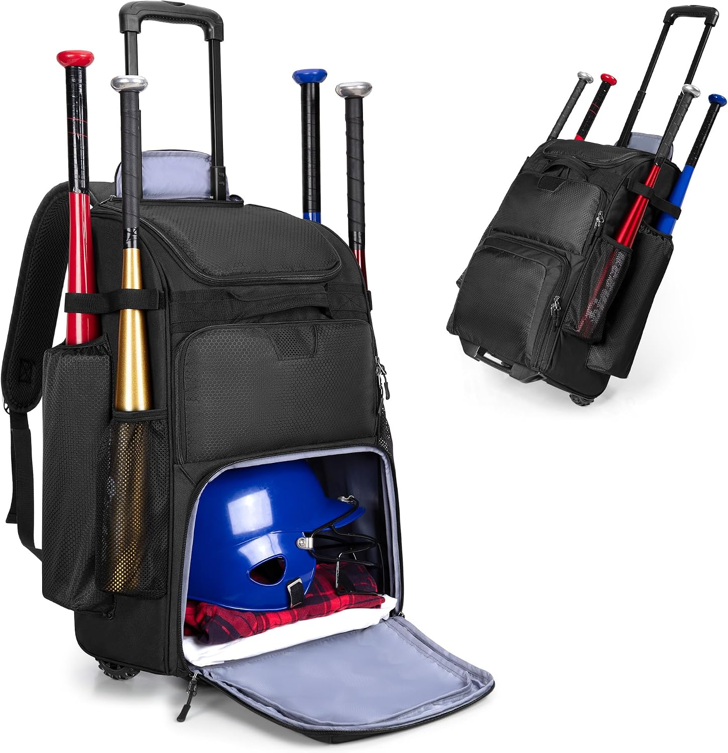 Sports Equipment Bat - Ransel Bisbol Beroda dengan Roda, Tas