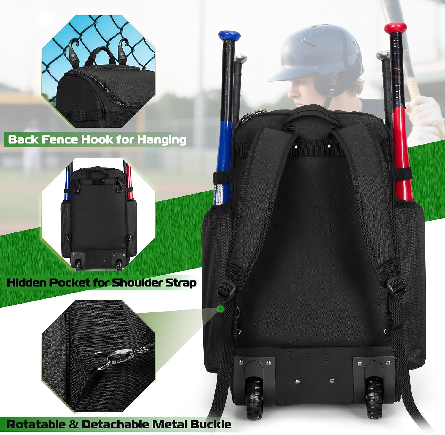 Ransel Bisbol Beroda dengan Ro - Sports Equipment Bat ulasan dan harga